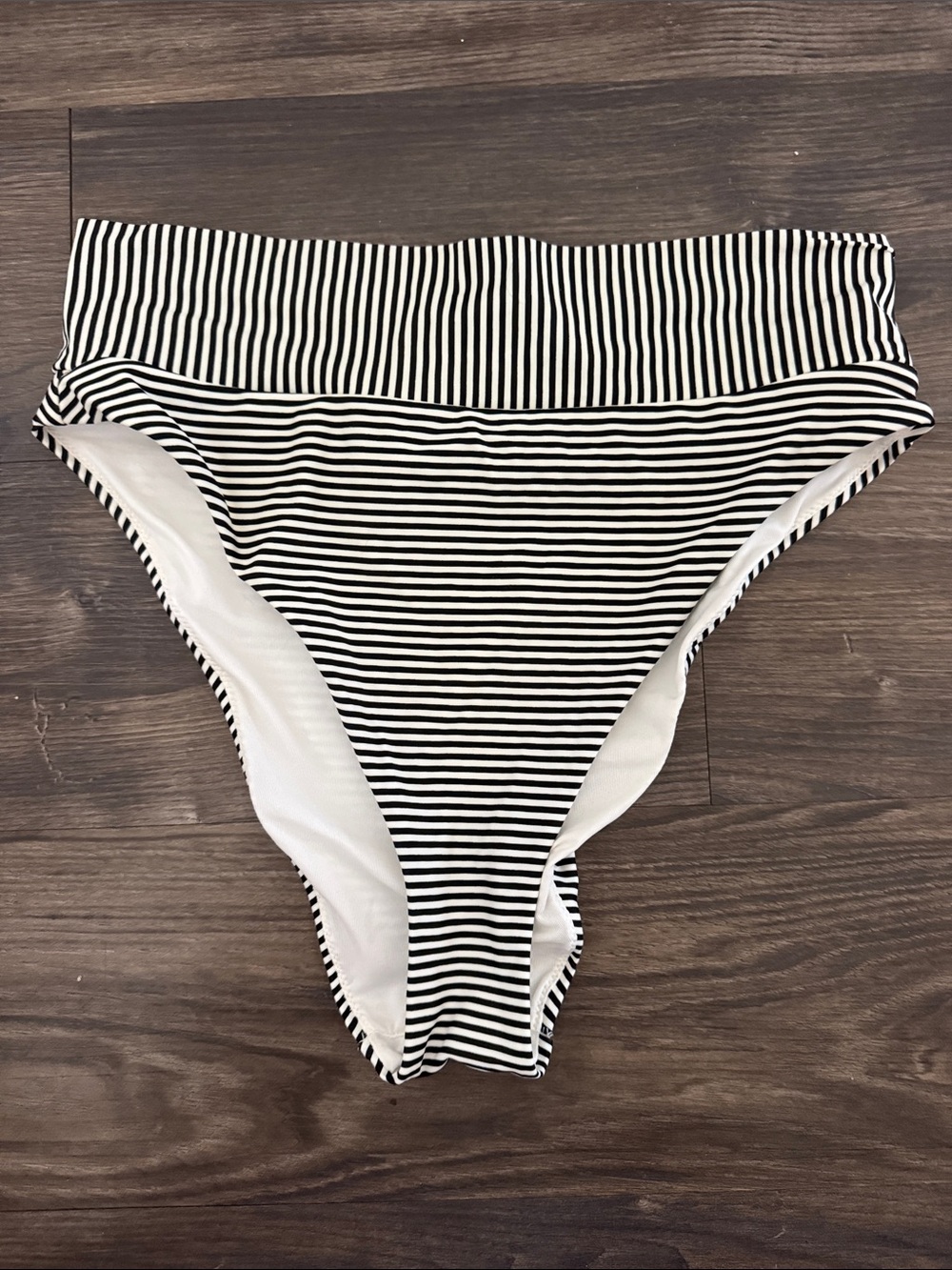 Aerie Black and White Striped High-Cut Cheeky Bottoms